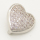 Brass Micro Pave Cubic Zirconia Slide Charms,Heart,Silver Color,15x15mm,Hole:2x10mm,about 2 g/pc,5 pcs/package,XFB00170baka-L002