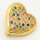 Brass Micro Pave Cubic Zirconia Slide Charms,Heart,Golden,15x15mm,Hole:2x10mm,about 2 g/pc,5 pcs/package,XFB00179aakl-L002