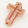 Brass Micro Pave Cubic Zirconia Slide Charms,Cross,Rose Golden,14x19mm,Hole:2x10mm,about 2 g/pc,5 pcs/package,XFB00190baka-L002
