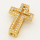 Brass Micro Pave Cubic Zirconia Slide Charms,Cross,Golden,14x19mm,Hole:2x10mm,about 2 g/pc,5 pcs/package,XFB00191baka-L002
