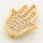 Brass Micro Pave Cubic Zirconia Slide Charms,Palm,Golden,12x15mm,Hole:2x10mm,about 1 g/pc,5 pcs/package,XFB00196vbll-L002