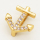 Brass Micro Pave Cubic Zirconia Slide Charms,Anchor,Golden,13x14mm,Hole:2x10mm,about 1 g/pc,5 pcs/package,XFB00200avja-L002