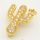 Brass Micro Pave Cubic Zirconia Slide Charms,Cactus,Golden,10x14mm,Hole:2x10mm,about 1 g/pc,5 pcs/package,XFB00221aajl-L002