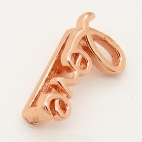 Brass Slide Charms,Love,Random mixed color,14x8mm,Hole:2x10mm,about 1 g/pc,5 pcs/package,XFB00234vail-L002