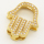 Brass Micro Pave Cubic Zirconia Slide Charms,Palm,Golden,17x20mm,Hole:2x10mm,about 2 g/pc,5 pcs/package,XFB00256aajl-L002