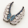 Brass Micro Pave Cubic Zirconia Turquoise Slide Charms,Wings,Silver Color,19x21mm,Hole:2x10mm,about 3 g/pc,5 pcs/package,XFB00267vbnb-L002