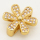 Brass Micro Pave Cubic Zirconia Slide Charms,Flower,Golden,15mm,Hole:2x10mm,about 2 g/pc,5 pcs/package,XFB00281avja-L002