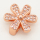 Brass Micro Pave Cubic Zirconia Slide Charms,Flower,Rose Golden,15mm,Hole:2x10mm,about 2 g/pc,5 pcs/package,XFB00282avja-L002