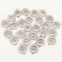 Brass Micro Pave Cubic Zirconia Links Connectors,Flat Round Alphabet A,Silver Color,D:16mm,Hole:2mm,about 2.5 g/pc,5 pcs/package,XFCO00120avja-L002