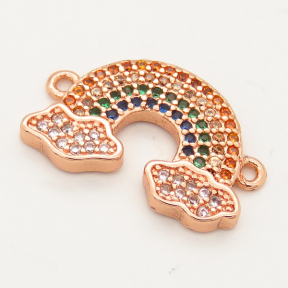 Brass Micro Pave Cubic Zirconia Links Connectors,Rainbow,Random mixed color,18x12mm,Hole:1.5mm,about 1.5g/pc,5 pcs/package,XFCO00660ablb-L002