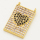 Brass Micro Pave Cubic Zirconia Links Connectors,Rectangle,Heart,Golden,13x20mm,Hole:1.5mm,about 2.5g/pc,5 pcs/package,XFCO00701vbmb-L002