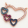 Brass Micro Pave Cubic Zirconia Turquoise Links Connectors,Heart,Rose Golden,23x18mm,Hole:1.5mm,about 1.5g/pc,5 pcs/package,XFCO00718vbmb-L002