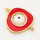 Brass Micro Pave Cubic Zirconia Enamel Links Connectors,Devil's eye,Golden,Red,17x18mm,Hole:1.5mm,about 2.5g/pc,5 pcs/package,XFCO00756avja-L002