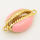 Brass Enamel Links Connectors,Conch,Golden,Pink,17x12mm,Hole:1.5mm,about 2.5g/pc,5 pcs/package,XFCO00768vaia-L002