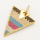 Brass Micro Pave Cubic Zirconia Turquoise Pendant,Triangle,Golden,28x34mm,Hole:4x5mm,about 4.5g/pc,5 pcs/package,XFPC00095vhmv-L002