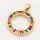 Brass Cubic Zirconia Pendant,Circle,Golden,20mm,Hole:3x4mm,about 2.5g/pc,5 pcs/package,XFPC00099bbov-L002