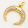 Brass Micro Pave Cubic Zirconia Pendant,Horn,Golden,16mm,Hole:3mm,about 1g/pc,5 pcs/package,XFPC00139avja-L002