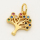 Brass Micro Pave Cubic Zirconia Pendant,Tree,Golden,10x10mm,Hole:3mm,about 0.5g/pc,5 pcs/package,XFPC00144avja-L002
