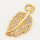 Brass Micro Pave Cubic Zirconia Pendant,Leaves,Golden,10x18mm,Hole:3mm,about 1.5g/pc,5 pcs/package,XFPC00158aajl-L002
