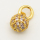 Brass Micro Pave Cubic Zirconia Pendant,Ball,Golden,6mm,Hole:3mm,about 0.5g/pc,5 pcs/package,XFPC00168baka-L002
