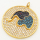 Brass Micro Pave Cubic Zirconia Turquoise Pendant,Round,Elephant,Golden,34mm,Hole:3mm,about 11g/pc,5 pcs/package,XFPC00189vhov-L002