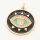 Brass Micro Pave Cubic Zirconia Enamel Pendant,Flat Round,Devil's eye,Golden,Black,20mm,Hole:3mm,about 2.5g/pc,5 pcs/package,XFPC00215baka-L002