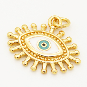 Brass Enamel Pendant,Devil's eye,Random mixed color,17x20.5mm,Hole:3mm,about 1.5g/pc,5 pcs/package,XFPC00218avja-L002