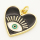 Brass Enamel Pendant,Heart,Devil's eye,Golden,Black,17.5x18mm,Hole:3mm,about 2g/pc,5 pcs/package,XFPC00225avja-L002