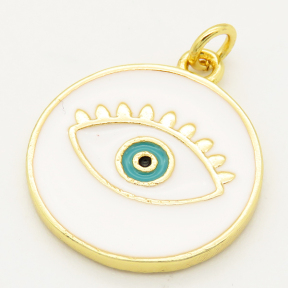 Brass Enamel Pendant,Devil's eye,Random mixed color,18mm,Hole:3mm,about 2.5g/pc,5 pcs/package,XFPC00244avja-L002
