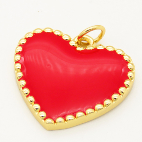 Brass Enamel Pendant,Heart,Random mixed color,18x19mm,Hole:3mm,about 2.5g/pc,5 pcs/package,XFPC00250avja-L002