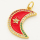Brass Micro Pave Cubic Zirconia Enamel Pendant,Moon,Star,Golden,Red,22x17mm,Hole:4mm,about 3g/pc,5 pcs/package,XFPC00272baka-L002