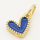 Brass Enamel Pendant,Heart,Golden,Blue,7x8mm,Hole:4mm,about 0.5g/pc,5 pcs/package,XFPC00276aahl-L002