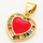 Brass Micro Pave Cubic Zirconia Enamel Pendant,Heart,Golden,Red,12mm,Hole:5x4mm,about 1.5g/pc,5 pcs/package,XFPC00285aajl-L002