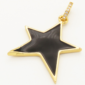 Brass Micro Pave Cubic Zirconia Enamel Pendant,Star,Random mixed color,32x30mm,Hole:6x4mm,about 4g/pc,5 pcs/package,XFPC00296aakl-L002