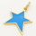 Brass Micro Pave Cubic Zirconia Enamel Pendant,Star,Golden,Sky Blue,32x30mm,Hole:6x4mm,about 4g/pc,5 pcs/package,XFPC00300aakl-L002
