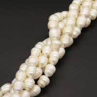 Natural Freshwater Pearl Beads,Grade AB,Rice beads,Thread,White,9~10mm,Hole:0.8mm,about 33pcs/strand,about 38g/strand,1 strand/package,14"(36cm),XBSP01146bhia-L019