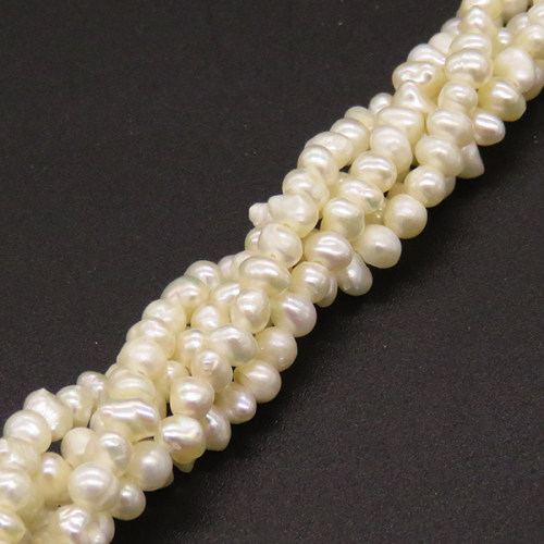 Natural Freshwater Pearl Beads,Grade A,Bean shape,White,3~4mm,Hole:0.8mm,about 102pcs/strand,about 8g/strand,1 strand/package,14"(36cm),XBSP01152bhva-L019