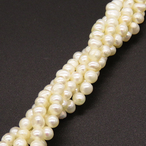 Natural Freshwater Pearl Beads,Grade A,Bean shape,White,4~5mm,Hole:0.8mm,about 86pcs/strand,about 10g/strand,1 strand/package,14"(36cm),XBSP01155bhva-L019