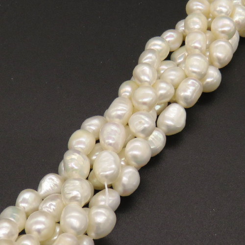 Natural Freshwater Pearl Beads,Grade A,Bean shape,White,8~9mm,Hole:1mm,about 38pcs/strand,about 28g/strand,1 strand/package,14"(36cm),XBSP01173ahlv-L019