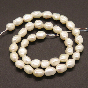 Natural Freshwater Pearl Beads,Grade A,Bean shape,White,8~9mm,Hole:1mm,about 38pcs/strand,about 28g/strand,1 strand/package,14"(36cm),XBSP01173ahlv-L019