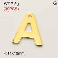 304 Stainless Steel Pendant,Letter A,Vacuum Plating Gold,11x10mm,about 7.5g/package,30 pcs/package,3AC300356bbpm-474