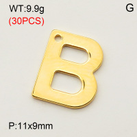 304 Stainless Steel Pendant,Letter B,Vacuum Plating Gold,11x9mm,about 9.9g/package,30 pcs/package,3AC300357bbpm-474