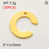 304 Stainless Steel Pendant,Letter C,Vacuum Plating Gold,11x10mm,about 7.2g/package,30 pcs/package,3AC300358bbpm-474