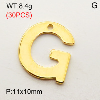304 Stainless Steel Pendant,Letter G,Vacuum Plating Gold,11x10mm,about 8.4g/package,30 pcs/package,3AC300362bbpm-474