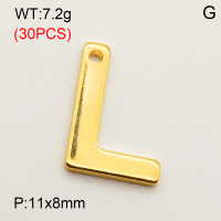 304 Stainless Steel Pendant,Letter L,Vacuum Plating Gold,11x8mm,about 7.2g/package,30 pcs/package,3AC300367bbpm-474