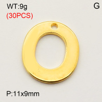 304 Stainless Steel Pendant,Letter O,Vacuum Plating Gold,11x9mm,about 9g/package,30 pcs/package,3AC300370bbpm-474