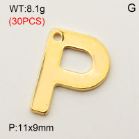 304 Stainless Steel Pendant,Letter P,Vacuum Plating Gold,11x9mm,about 8.1g/package,30 pcs/package,3AC300371bbpm-474