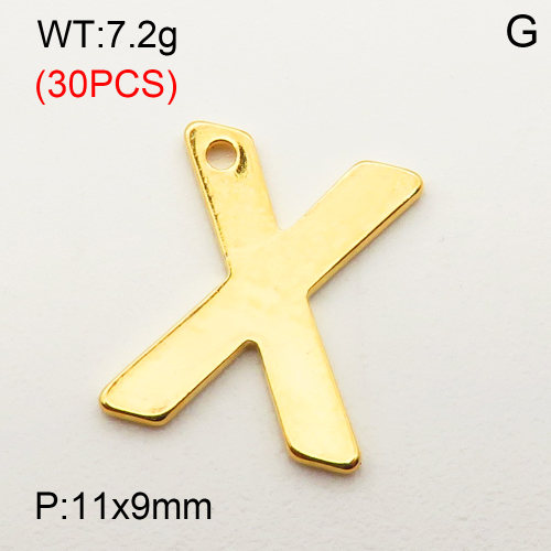 304 Stainless Steel Pendant,Letter X,Vacuum Plating Gold,11x9mm,about 7.2g/package,30 pcs/package,3AC300379bbpm-474