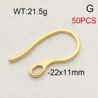 304 Stainless Steel Ear Hook Accessories,Clevis Earring Hooks,Vacuum Plating Gold,22x11mm,about 21.5g/package,50 pcs/package,6AC300236vhnl-474