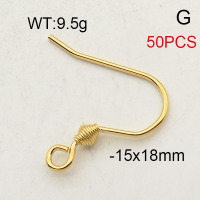 304 Stainless Steel Ear Hook Accessories,Clevis Earring Hooks,Vacuum Plating Gold,15x18mm,about 9.5g/package,50 pcs/package,6AC300237bhva-474